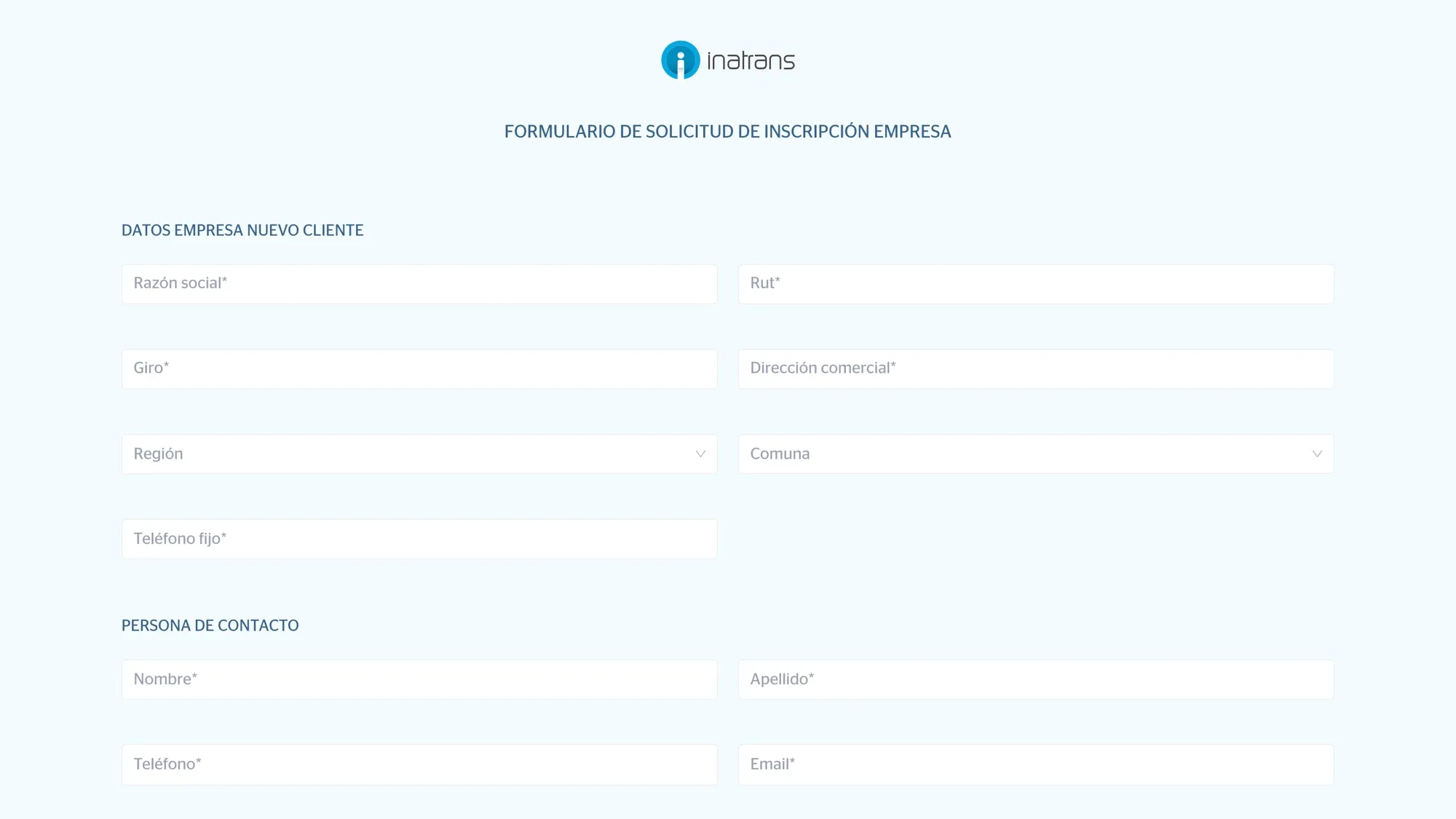 Formulario de solicitud de inscripción de empresa en la extranet de Servicios Expert